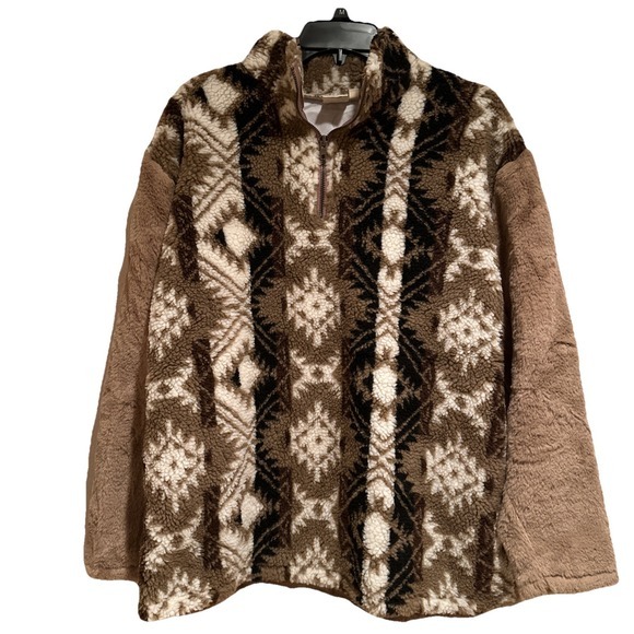 Grace & Emma Tops - Grace & Emma 1/4 Zip Pullover Large Aztec Western Boho Boutique Rodeo